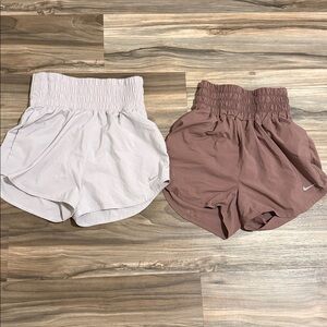 Nike Women's One Shorts Bundle (2) Dri-Fit Ultra High-Waisted 3" Brief Lined